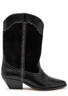 Isabel Marant Duerto Western Panelled Leather Mid-calf Boots Black