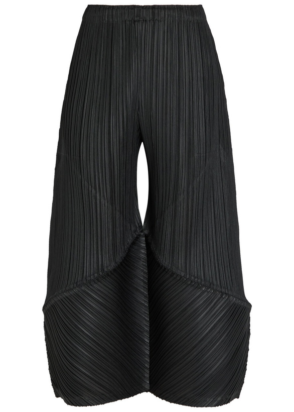Photo: Pleats Please Issey Miyake Pleated Wide-leg Cropped Woven Trousers Black