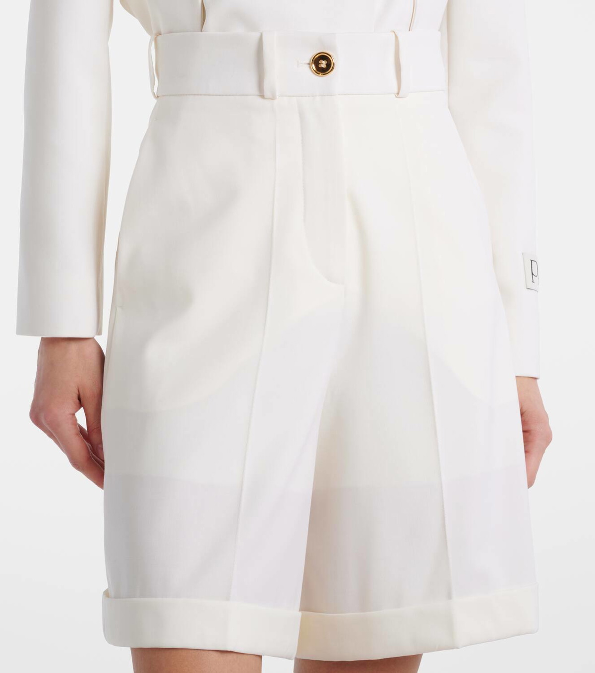 Patou High-rise cotton gabardine Bermuda shorts