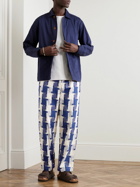 SMR Days - Malibu Straight-Leg Organic Cotton-Jacquard Drawstring Trousers - Blue