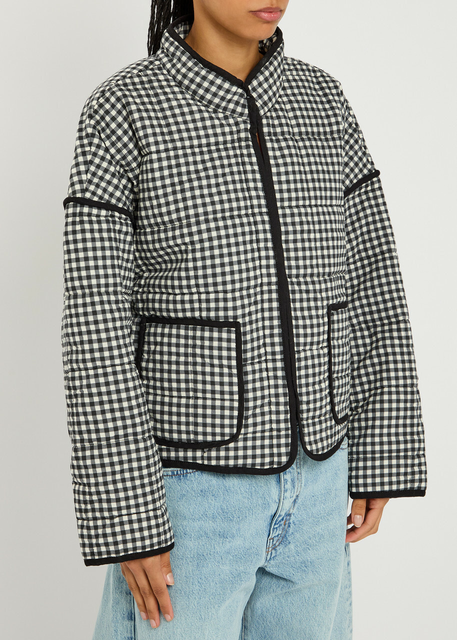 Free People Chloe Gingham Cotton Jacket Black And White