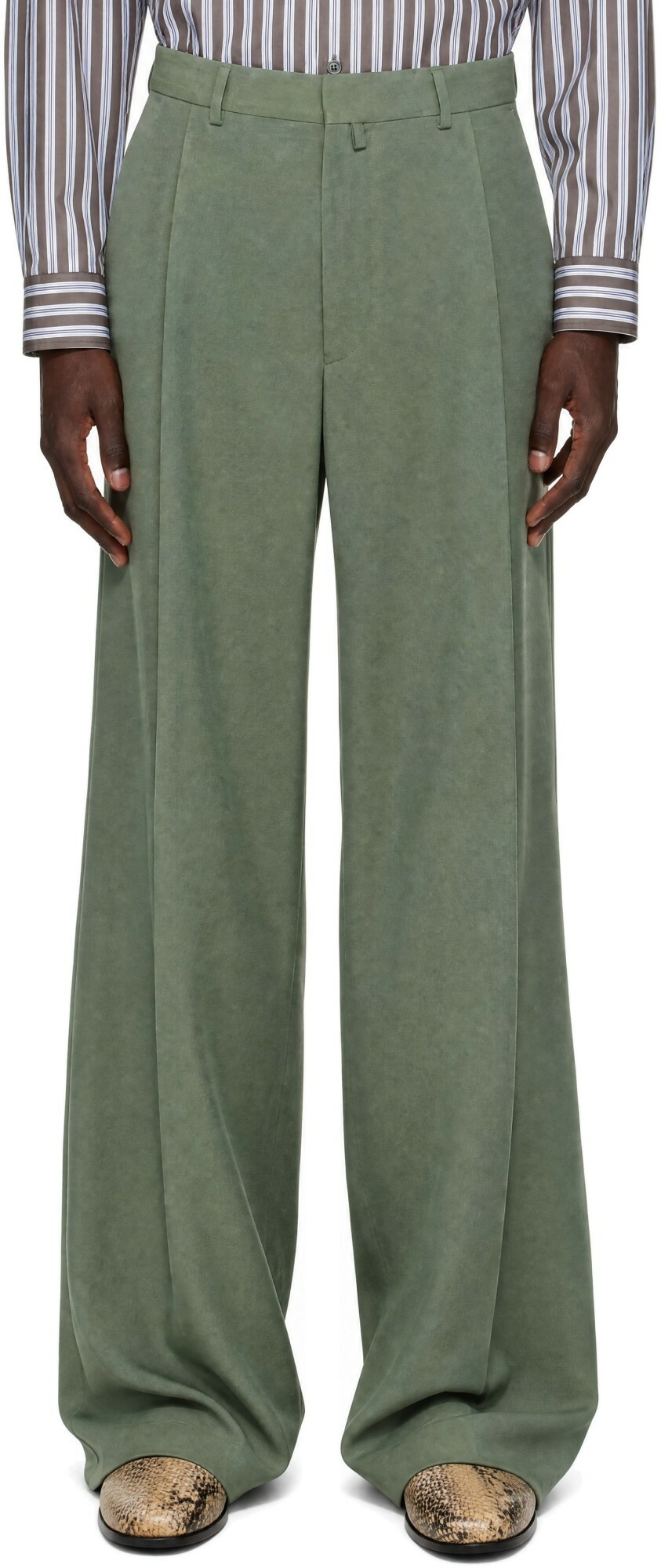 Dries Van Noten Green Wool Trousers