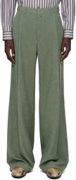 Dries Van Noten Green Wool Trousers