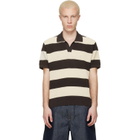 Lacoste Brown & Off-White Striped Sweater Polo