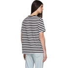 Champion Reverse Weave Black and White Striped Script Logo T-Shirt