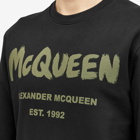 Alexander McQueen Men's Graffiti Logo Crew Sweat in Black/Khaki