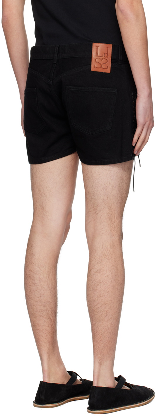 Ludovic de Saint Sernin Black Lace Up Denim Shorts