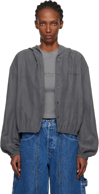 Photo: Alexander Wang Gray Cropped Silk Hoodie