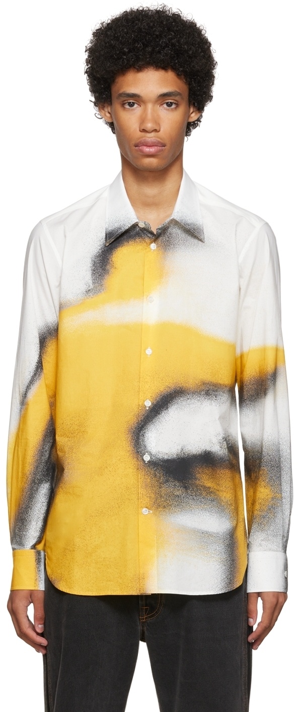 Alexander McQueen White & Yellow Silhouette Shirt Alexander McQueen
