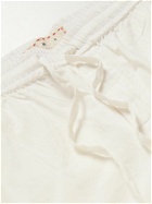 SMR DAYS - Malibu Straight-Leg Embroidered Organic Cotton Drawstring Trousers - White
