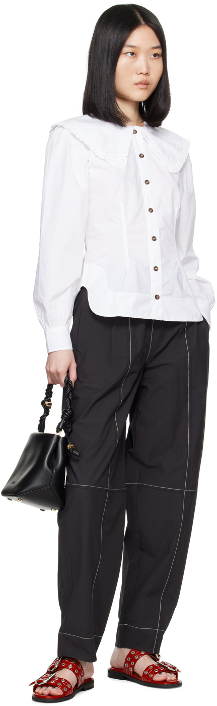 GANNI White Frill Collar Shirt