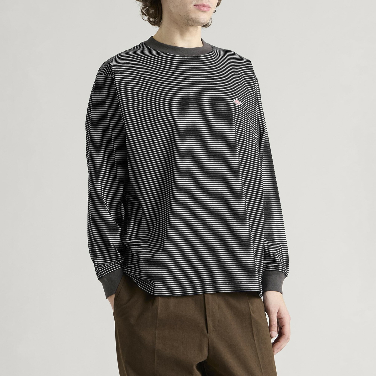 Danton Men's Long Sleeve Stripe T-Shirt in Black/White Stripe