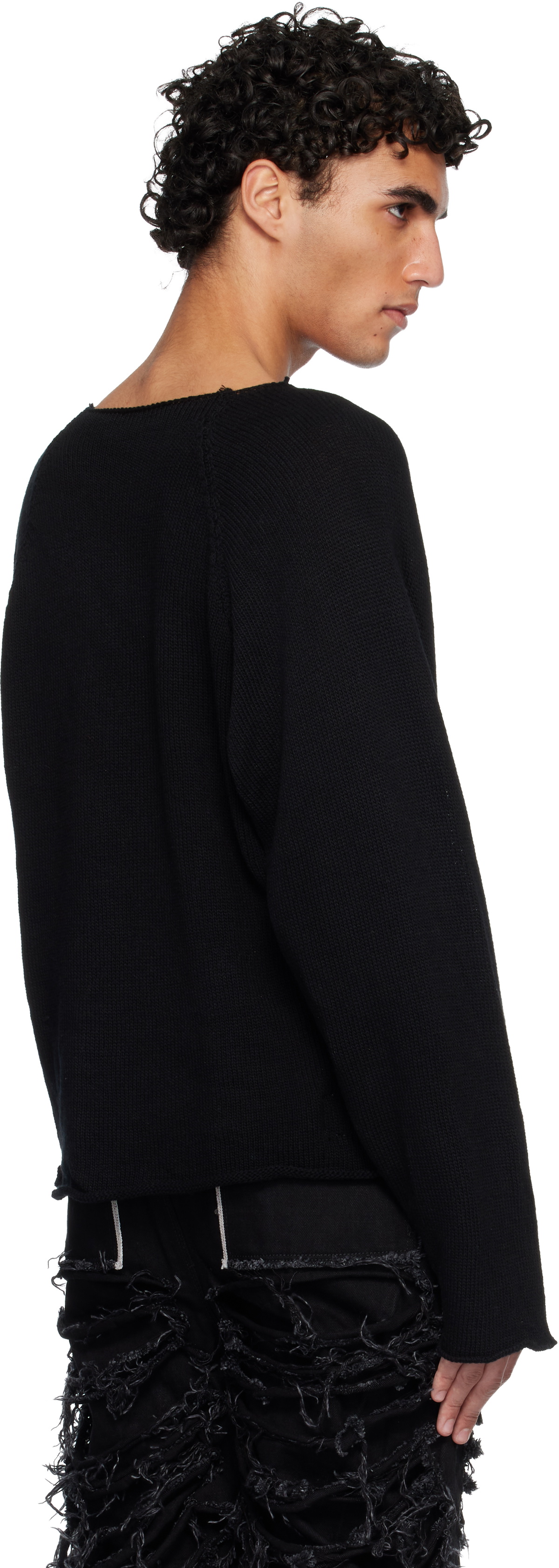 Swampgod Black Hand Knit Basic Sweater
