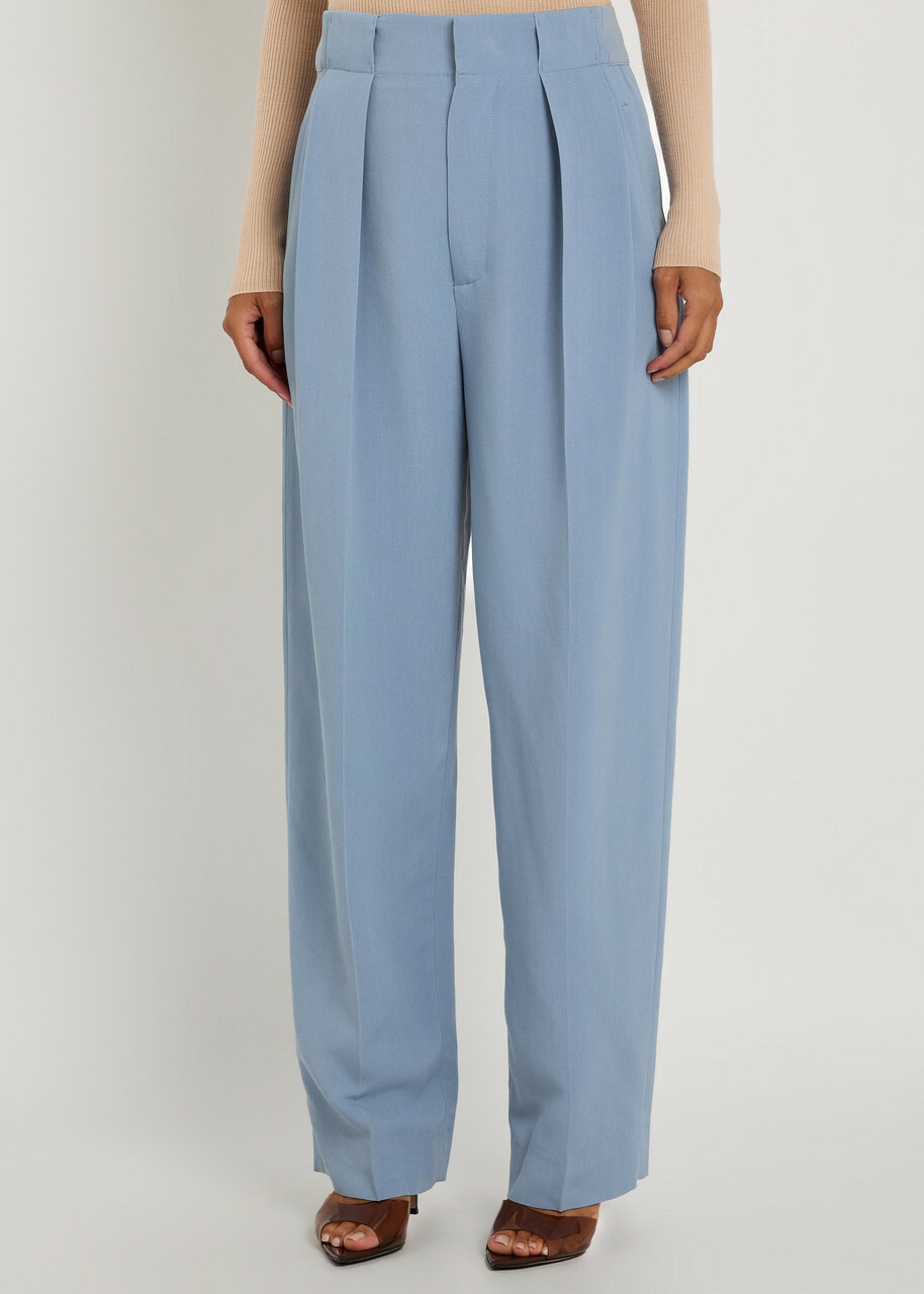 Victoria Beckham Pleated Tapered-leg Trousers Grey