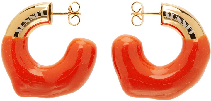 Photo: SUNNEI SSENSE Exclusive Gold & Orange Small Rubberized Earrings