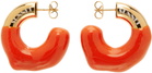 SUNNEI SSENSE Exclusive Gold & Orange Small Rubberized Earrings