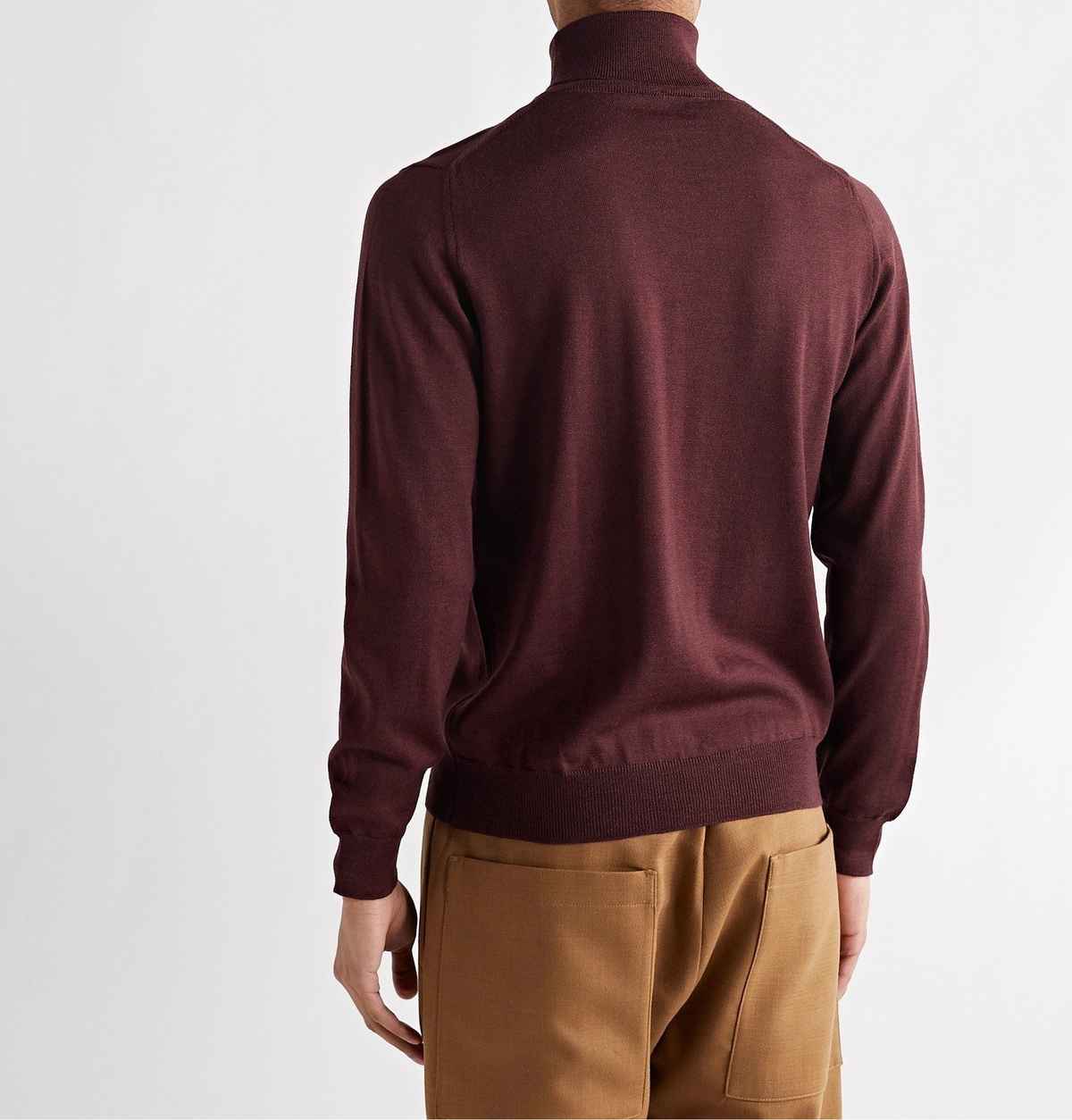 Beams F - Merino Wool Rollneck Sweater - Burgundy