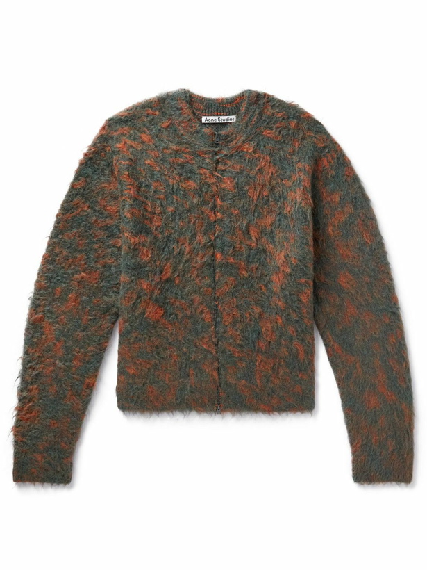 Photo: Acne Studios - Brushed Jacquard-Knit Zip-Up Cardigan - Green