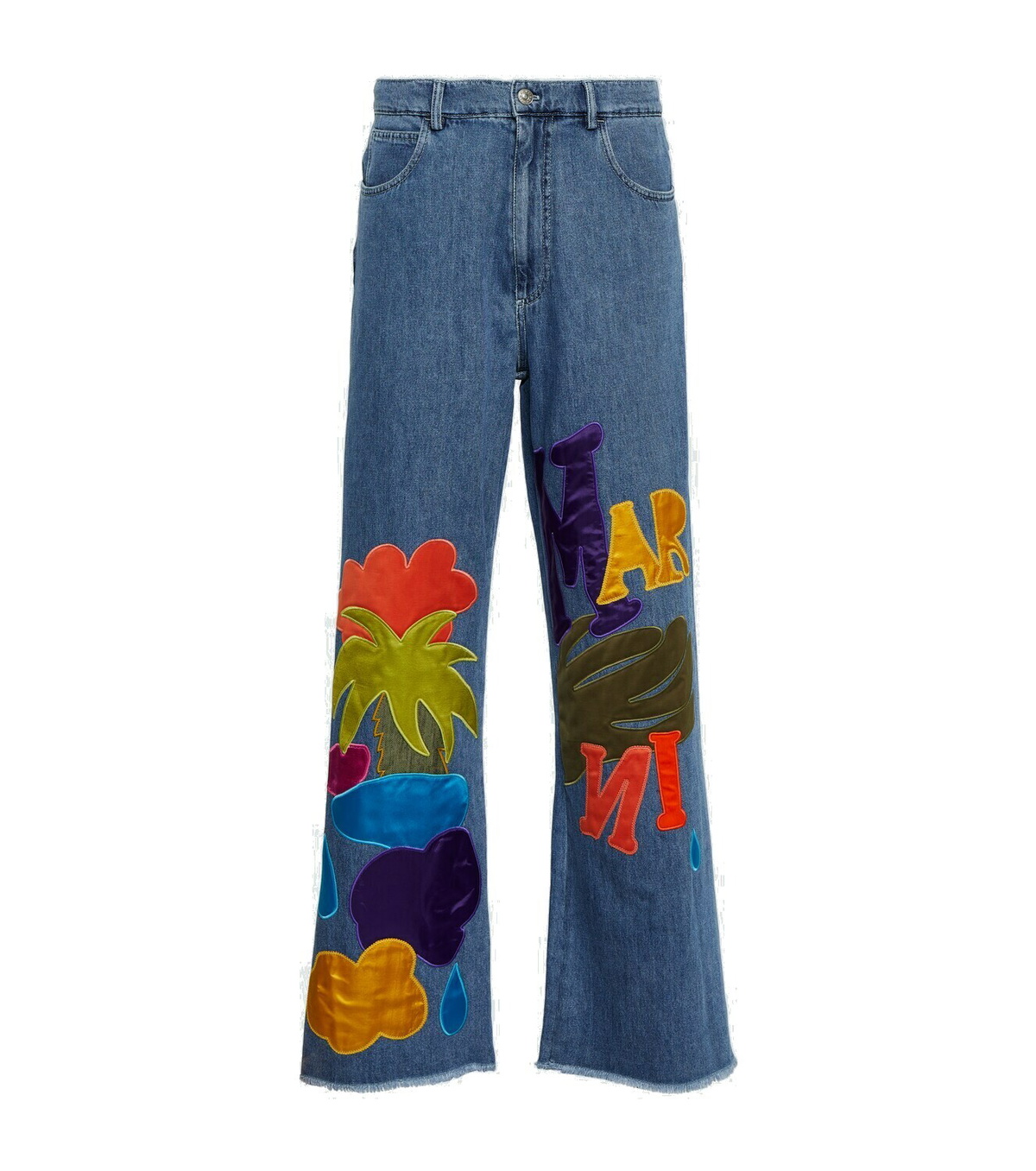 ☆関税込☆MARNI★NO VACANCY INN STAR EMBROIDERED DENIM PANTS Marni x No Vacancy Inn embroidered cotton chambray pants Marni