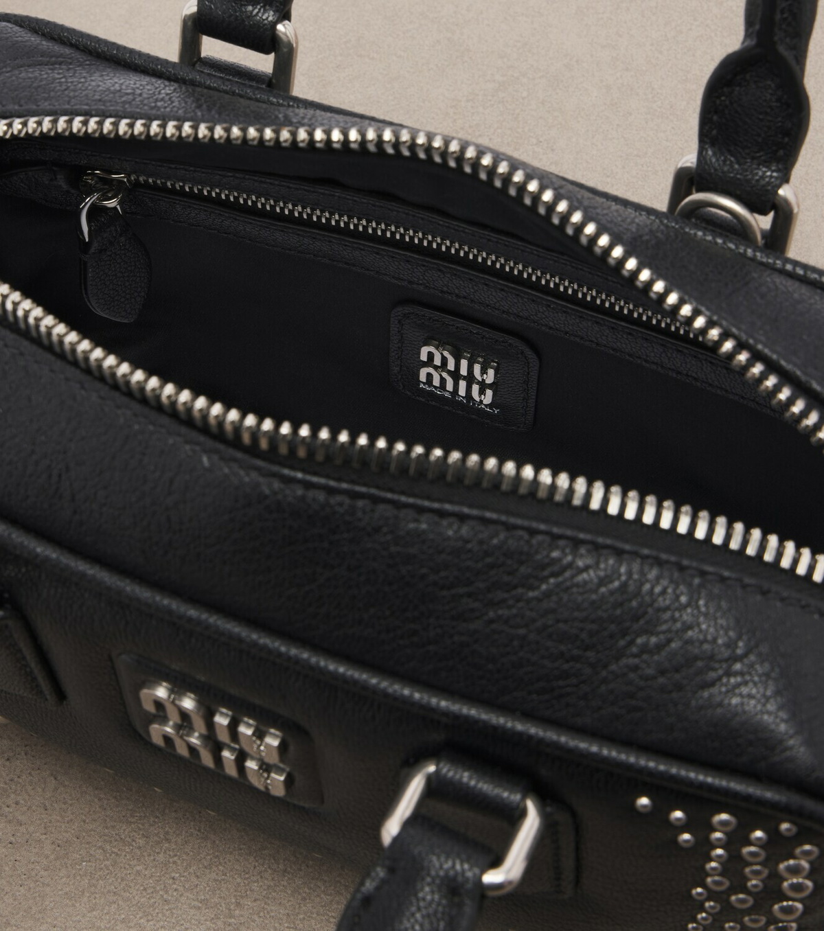 Miu Miu Arcadie studded leather top-handle bag