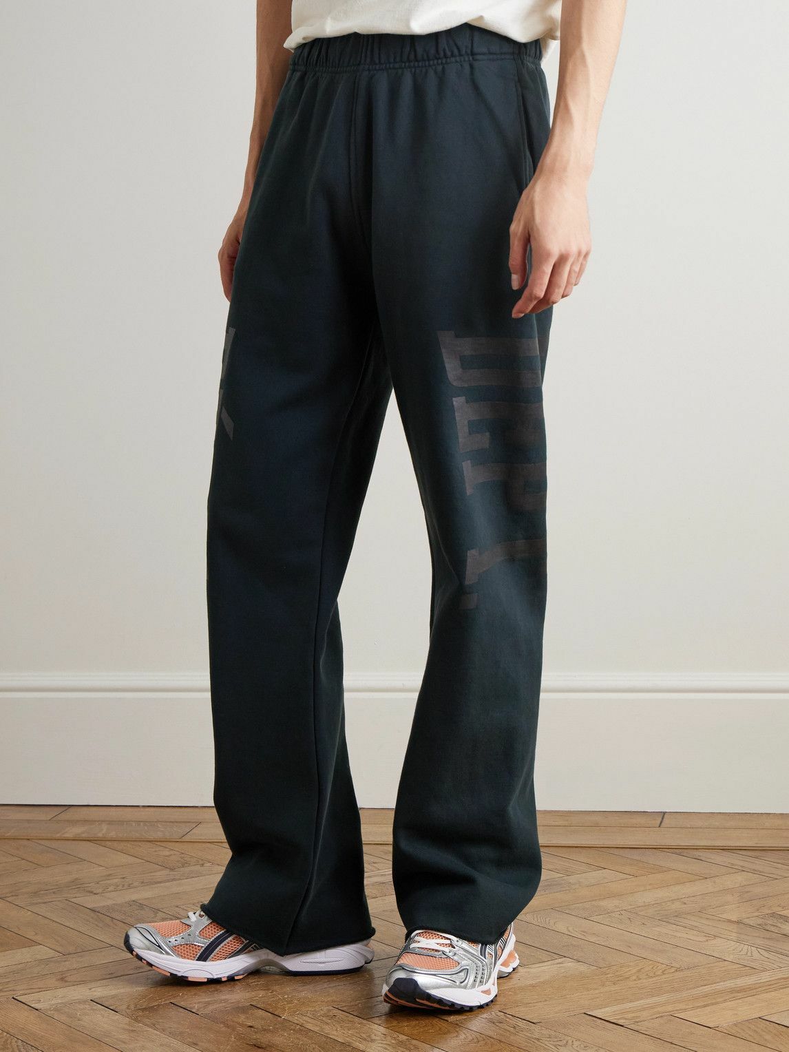 Gallery Dept. - Post Workout Logo-Print Wide-Leg Cotton-Jersey Sweatpants - Black