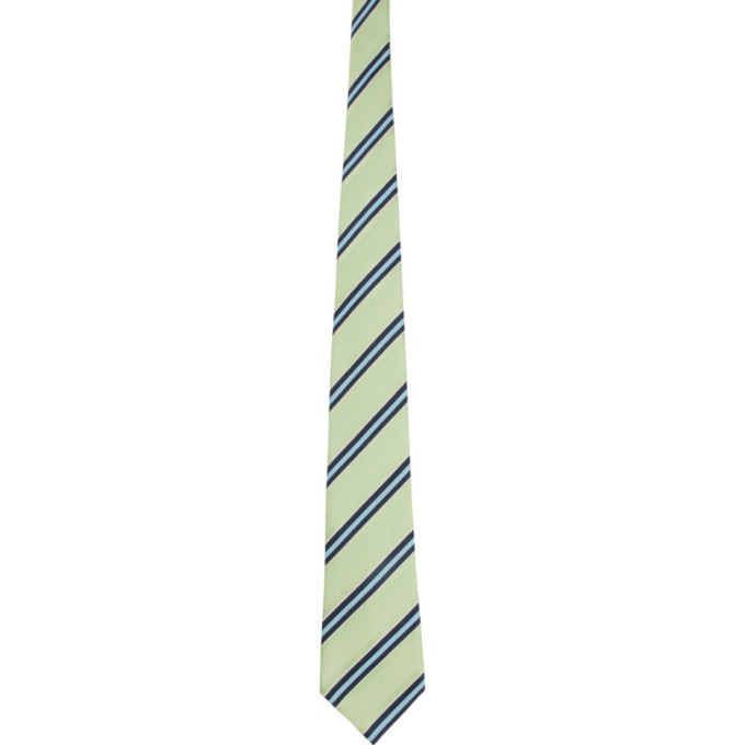 Photo: Comme des Garcons Homme Deux Green Silk Striped Tie