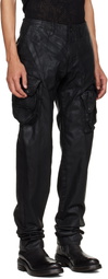 Julius Black Coated Gasmask Skinny Cargo Pants
