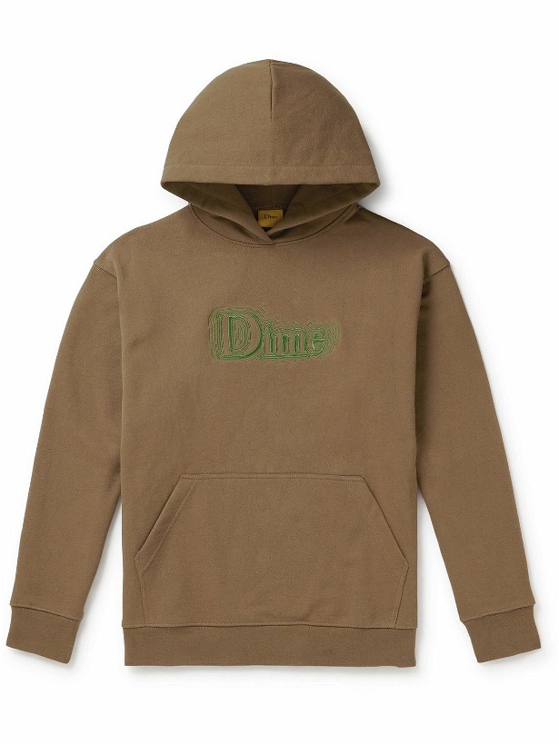 Photo: DIME - Classic Noize Logo-Embroidered Cotton-Jersey Hoodie - Brown