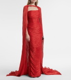 Marmar Halim Caped pleated bustier gown