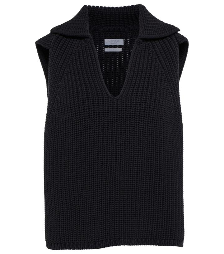 Photo: Deveaux New York - Ribbed-knit cotton-blend sweater vest