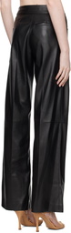 Stella McCartney Black Wide-Leg Faux-Leather Trousers