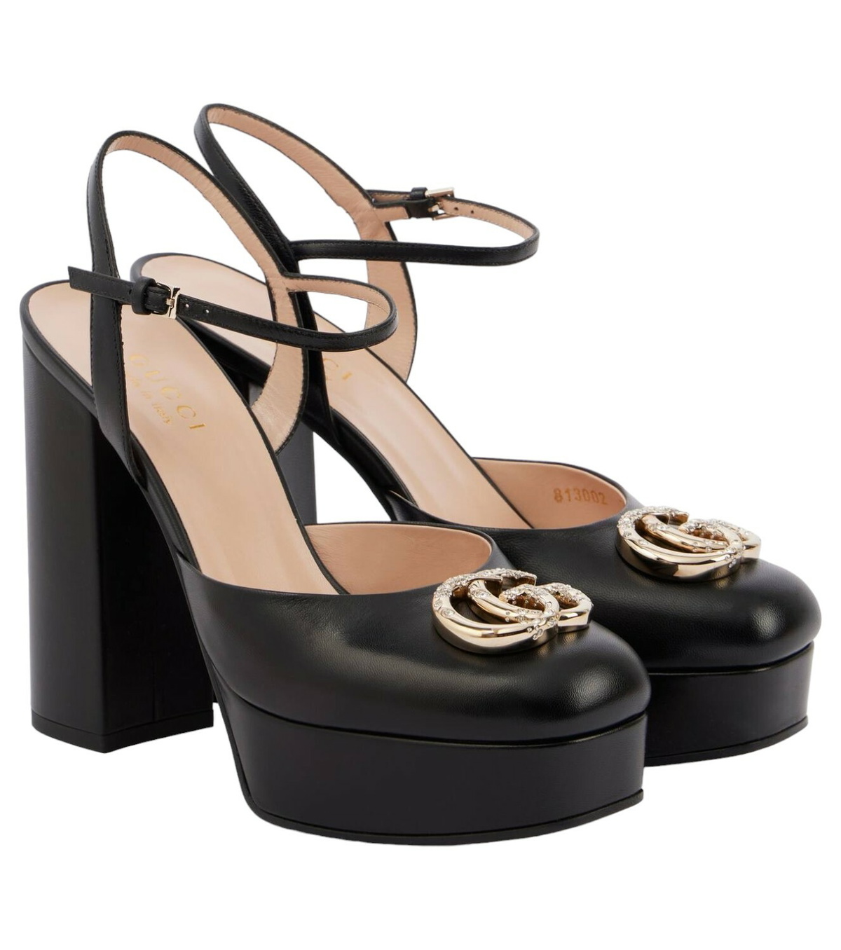 Gucci Double G embellished leather platform pumps Gucci