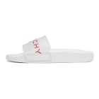 Givenchy White and Red Logo Slides