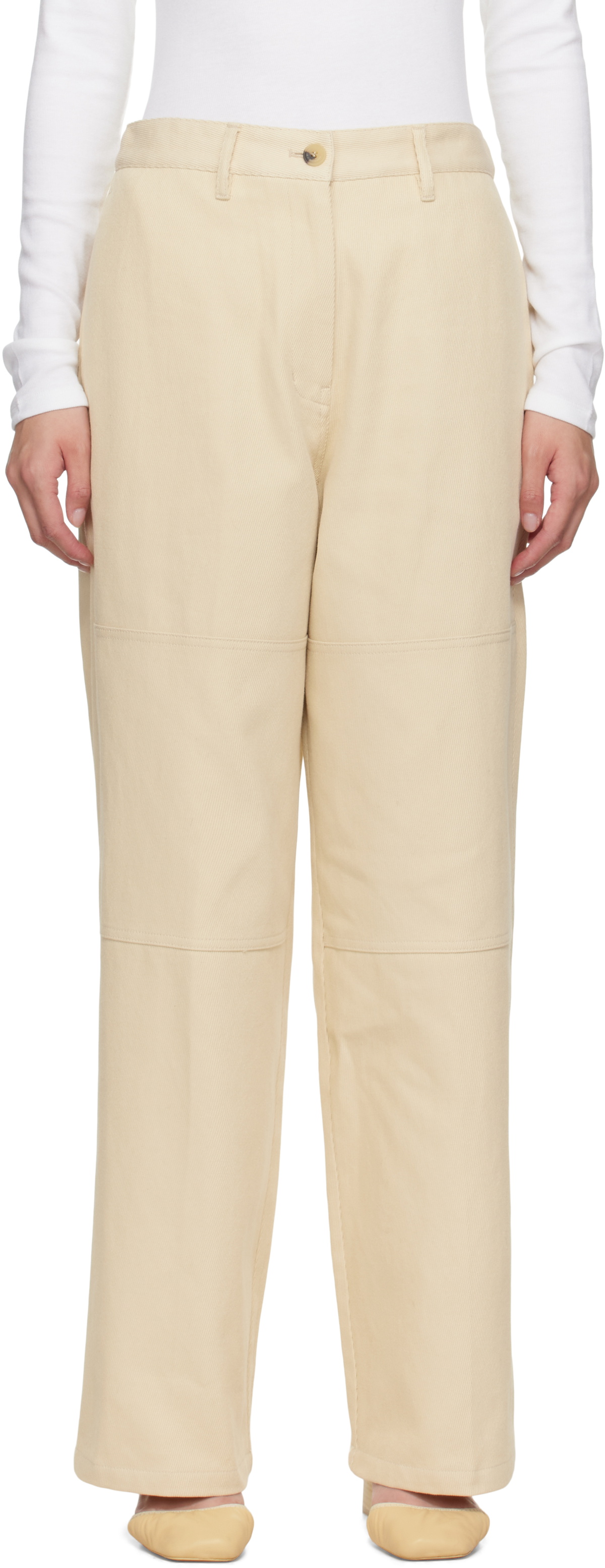 LE17SEPTEMBRE Beige Cotton Twill Work Trousers