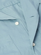 Mr P. - Michael Convertible-Collar Garment-Dyed Cotton and Linen-Blend Twill Shirt - Blue