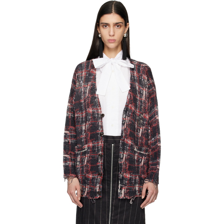Photo: R13 Black & Red Printed Oversized Cardigan