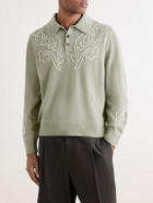 BODE - Blaze Embroidered Wool Polo Shirt - Green