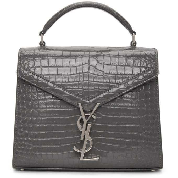 Saint Laurent Cassandra Brand-plaque Leather Shoulder Bag in Gray