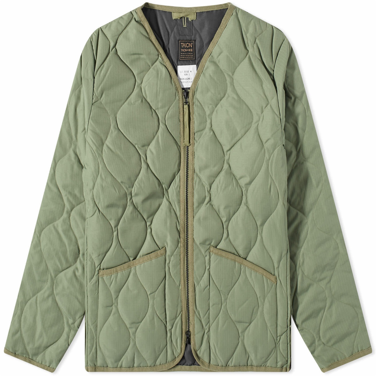 Taion Men's Military Zip Down Jacket in Sage Green Taion Extra