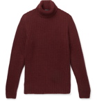 Hugo Boss - Waffle-Knit Virgin Wool and Alpaca-Blend Rollneck Sweater - Burgundy