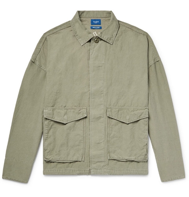 Photo: Beams - Embroidered Cotton and Linen-Blend Shirt Jacket - Men - Green