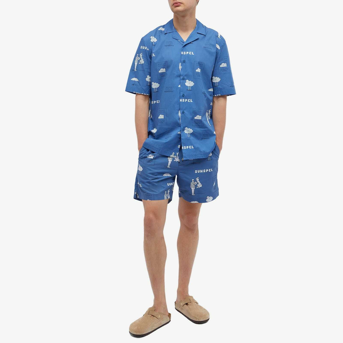 Sunspel Men's Today's Forecast Short Sleeve Shirt in Today'S Forecast Print