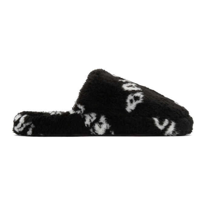 Photo: Balenciaga Black and White Faux-Fur Home Slippers