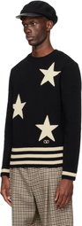 Valentino Black Crewneck Stars VLogo Sweater