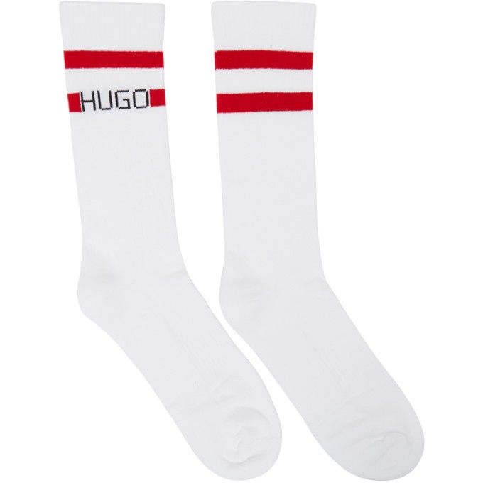 Photo: Hugo White Skater Length Logo Socks