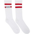 Hugo White Skater Length Logo Socks