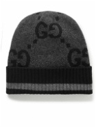GUCCI - Logo-Jacquard Cashmere Beanie - Gray
