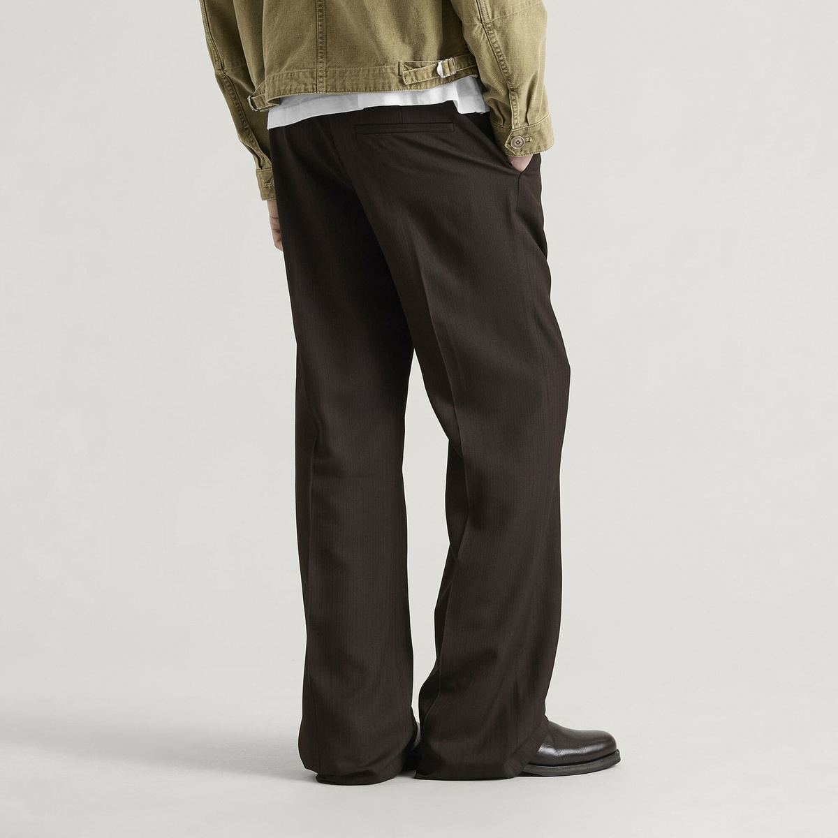 Acne Studios Men's Palvin Fluid Herringbone Viscose Trousers in Chocolate Brown