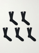 Falke - Set of Five Merino Wool-Blend Socks - Black