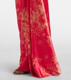 Erdem Draped floral duchess satin gown